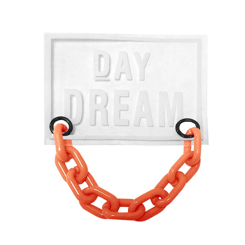 Нашивка силикон 4,5*6см, цв:прозрачный DAY DREAM/цепь пластик оранжевый