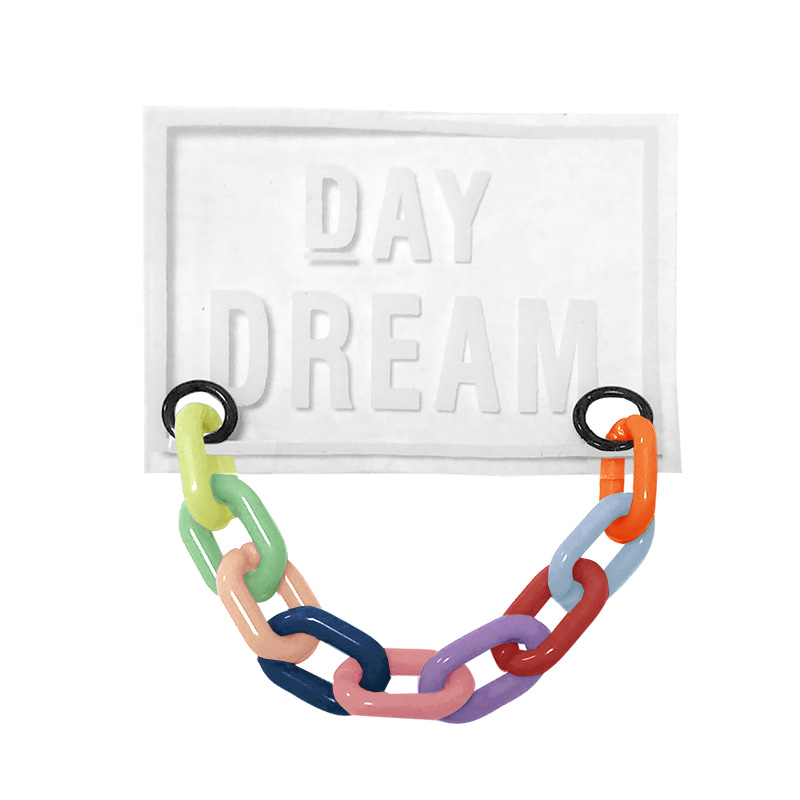 Нашивка силикон 4,5*6см, цв:прозрачный DAY DREAM/цепь пластик разноцветный