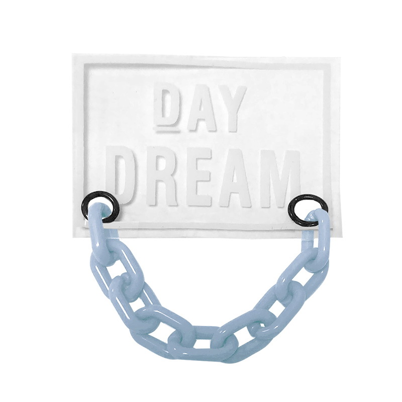 Нашивка силикон 4,5*6см, цв:прозрачный DAY DREAM/цепь пластик голубой