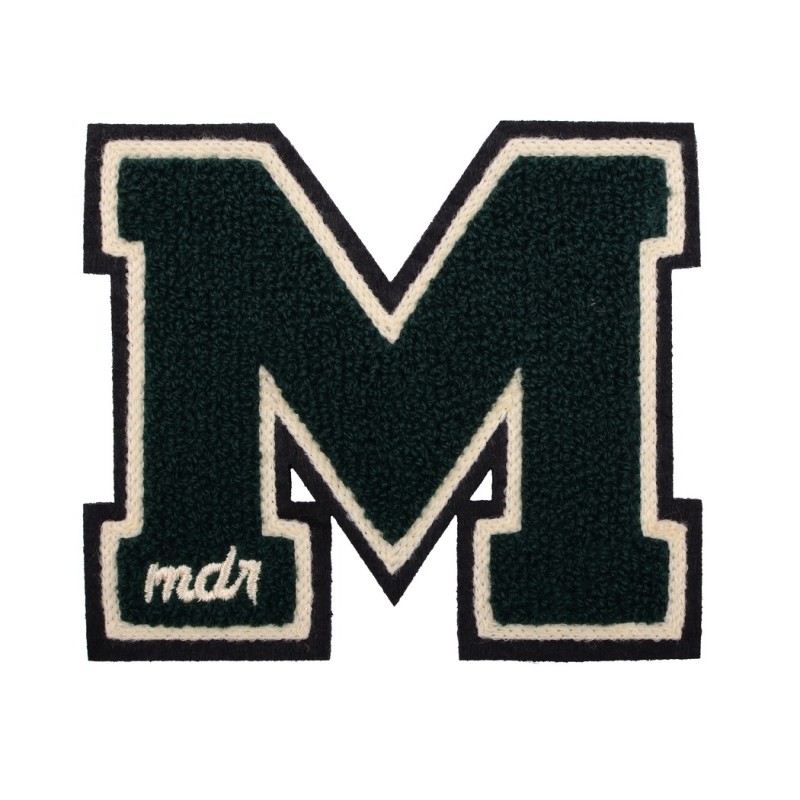 Нашивка махровая "M" 11*12,5см.цв: т.зеленый