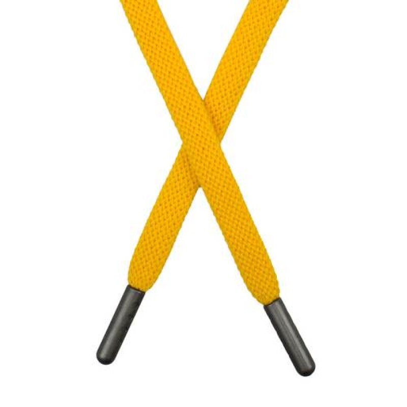 Шнур плоский хлопок 1*135см с наконечником, цв: желтый