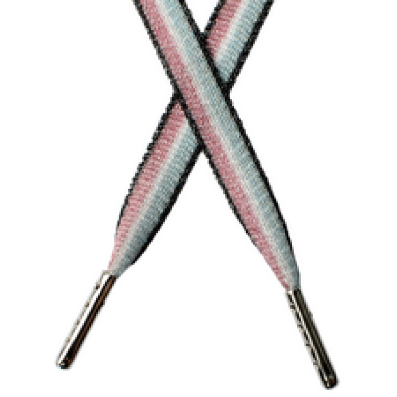 Шнур плоский полупрозрачный нейлон 1*165см с наконечником, цв:бирюза/розовый 
