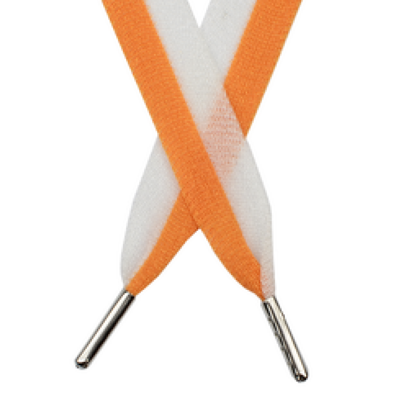 Шнур плоский полупрозрачный нейлон 2*138см с наконечником, цв:оранжевый/белый