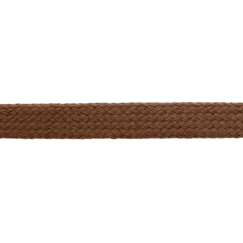 Шнур плоский хлопок чулок, 1,2см 68-70м/рулон, цв: коричневый