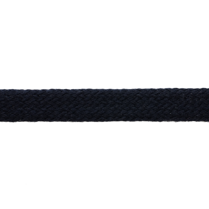 Шнур плоский хлопок чулок, 1,2см 68-70м/рулон, цв: черный