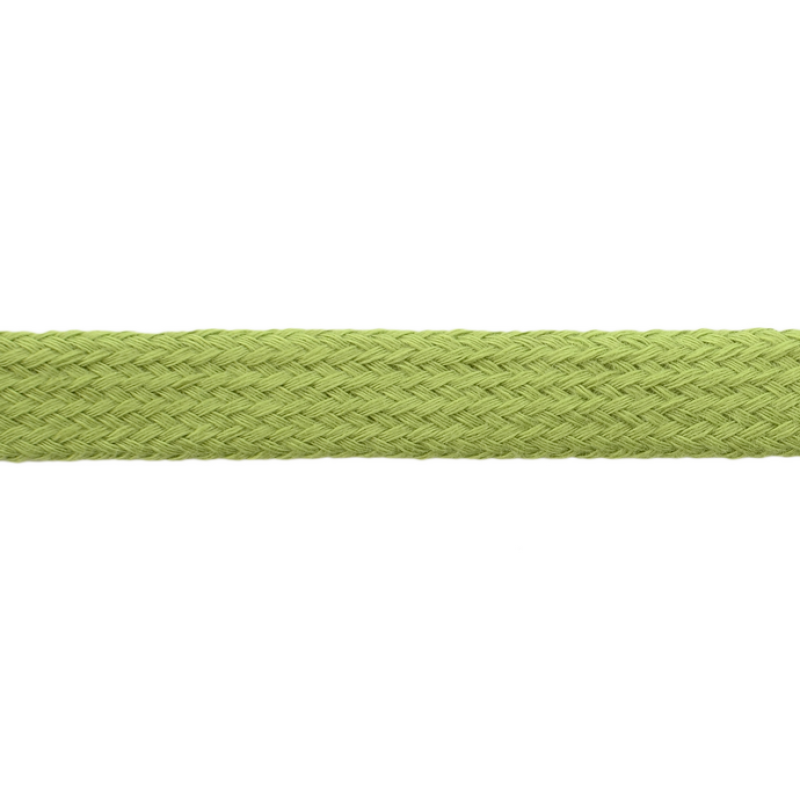 Шнур плоский хлопок чулок, 1,2см 68-70м/рулон, цв: травяной