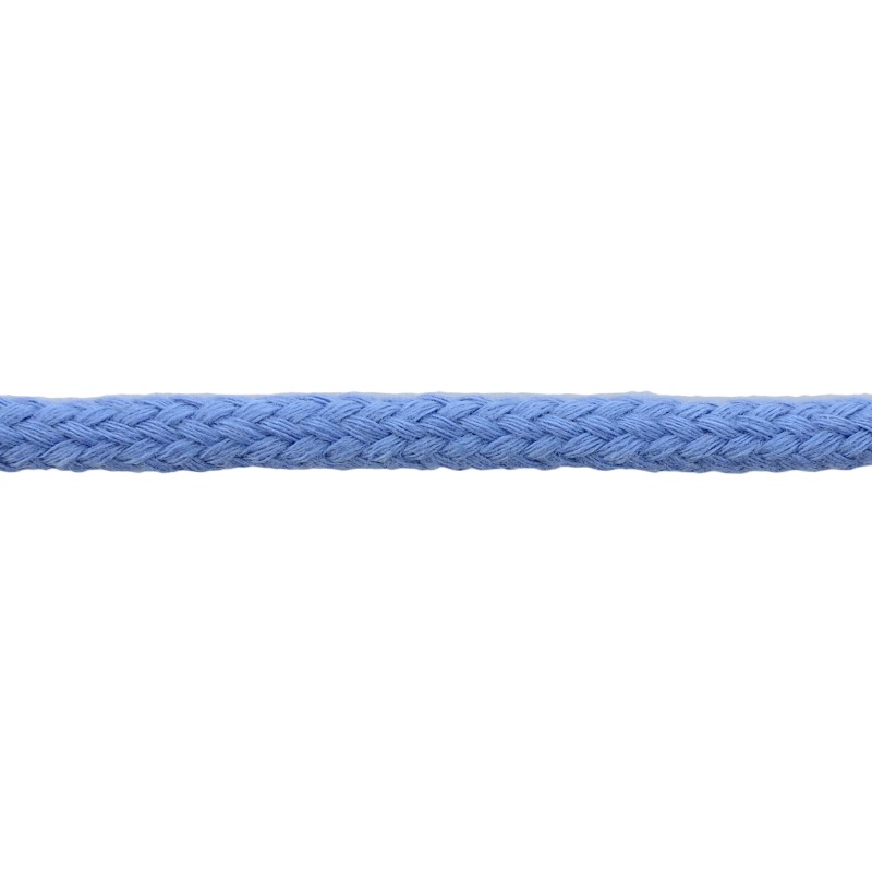 Шнур круглый без сердечника хлопок 0,5см 68-70м/рулон, цв: голубой