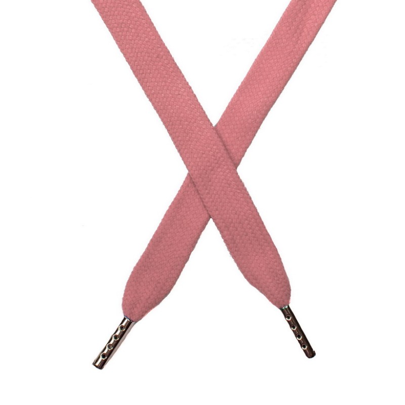 Шнур плоский хлопок 1,5*140см с наконечником, цв:розово-персиковый