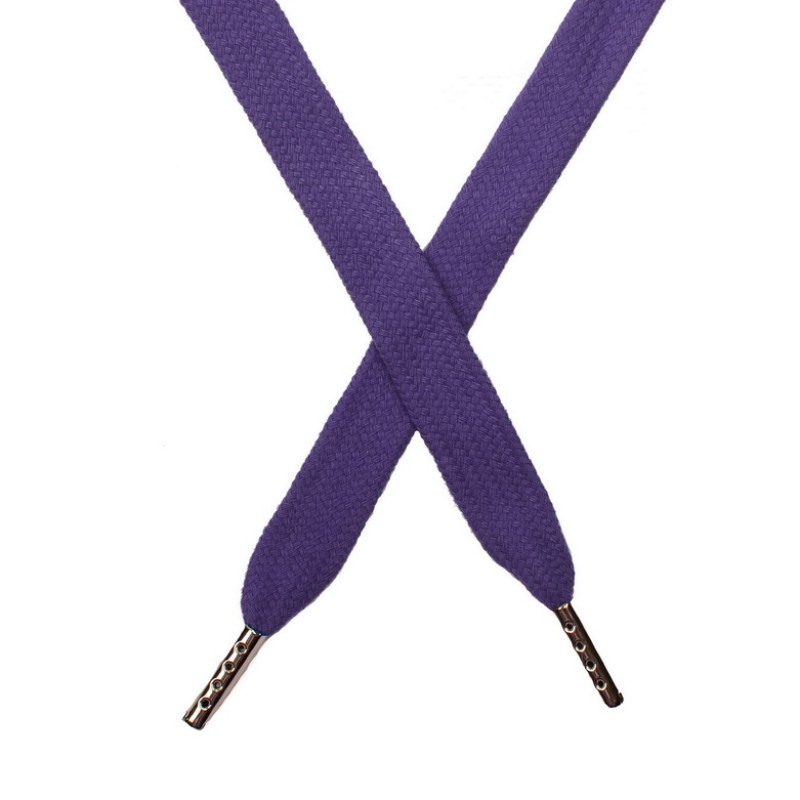 Шнур плоский хлопок 1,5*140см с наконечником, цв:пыльно-фиолетовый