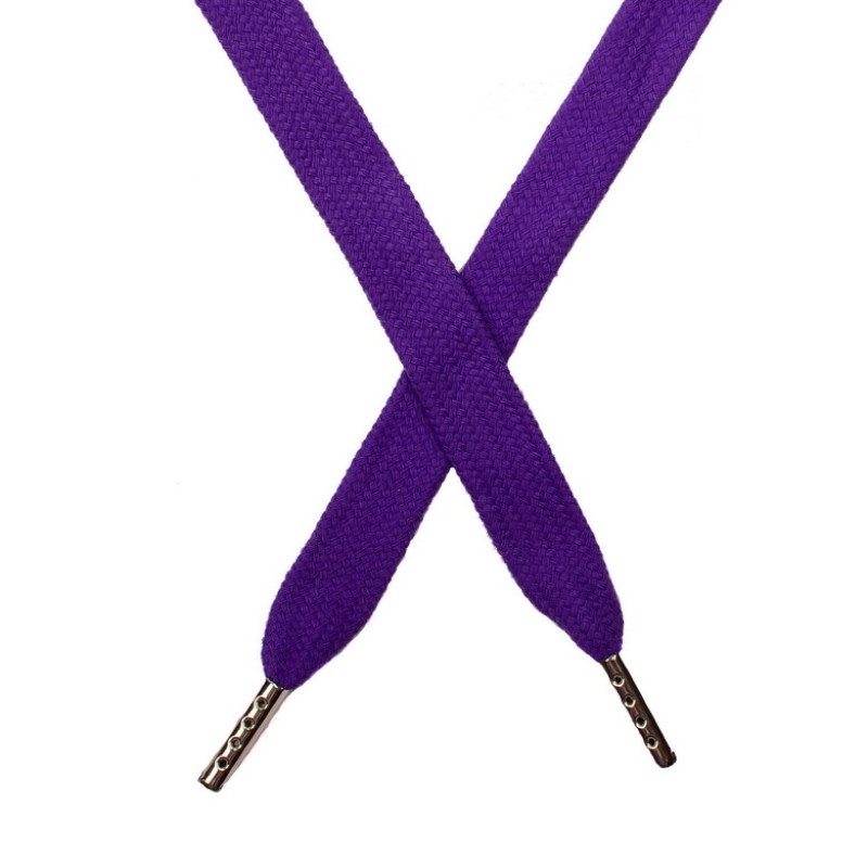Шнур плоский хлопок 1,5*140см с наконечником, цв:фиолетовый