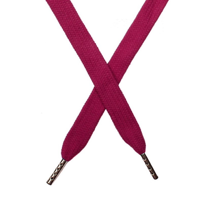 Шнур плоский хлопок 1,5*140см с наконечником, цв:пурпурный
