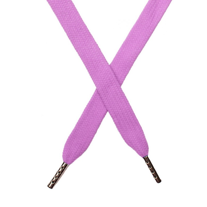 Шнур плоский хлопок 1,5*140см с наконечником, цв:лавандово-розовый