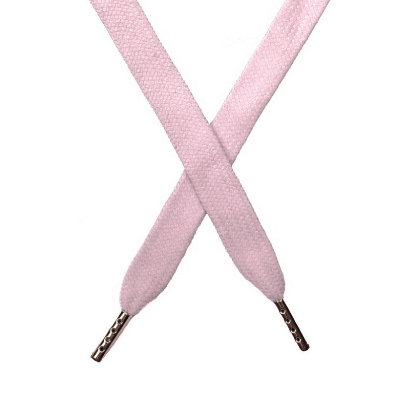 Шнур плоский хлопок 1,5*140см с наконечником, цв:бледно-розовый