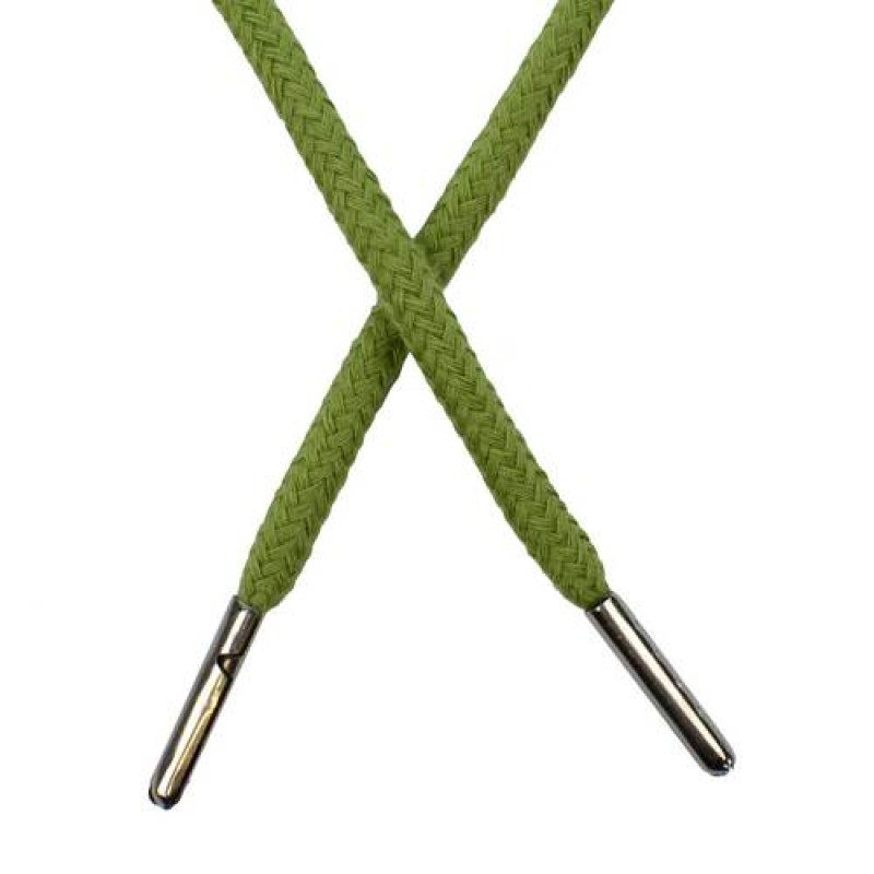 Шнур круглый хлопок 0,5*133см с наконечником, цв: травяной