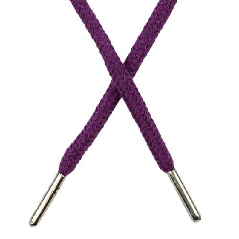 Шнур круглый хлопок 0,5*133см с наконечником, цв: фиолетовый 