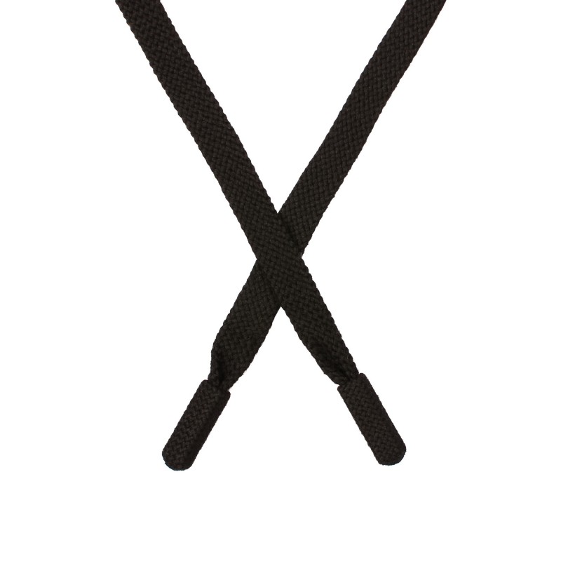 Шнур плоский поликоттон 1,2*135-140см с наконечником,цв:черный