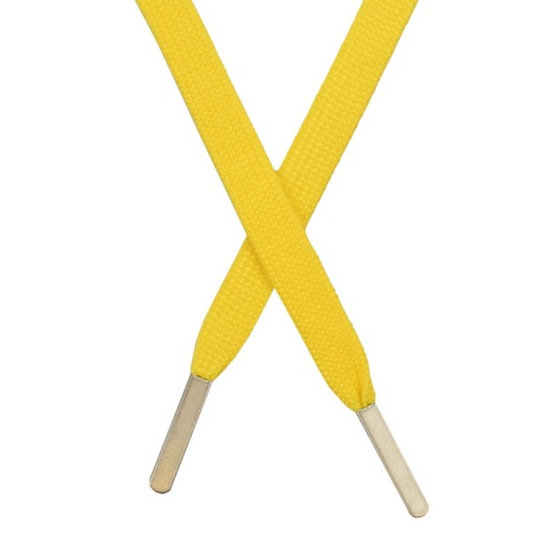 Шнур плоский хлопок 1,2*145см с наконечником, цв: желтый