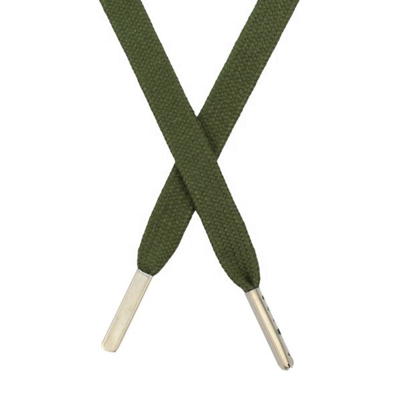 Шнур плоский хлопок 1,2*150см с наконечником, цв: папоротниково-зеленый