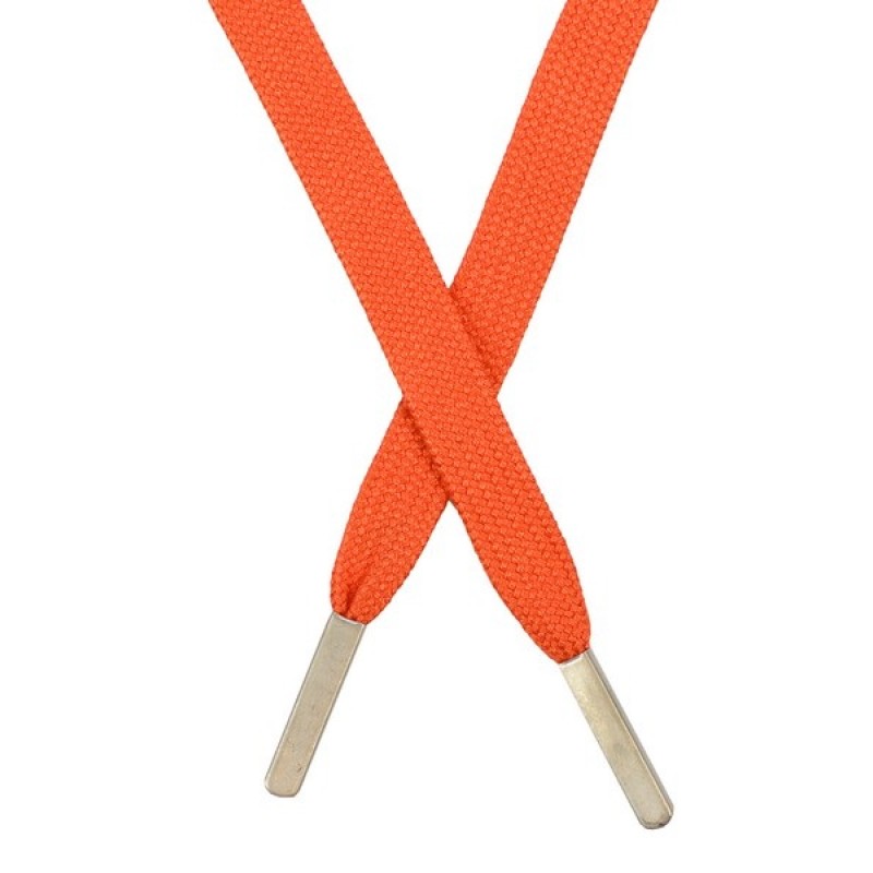Шнур плоский хлопок 1,2*145см с наконечником, цв: оранжевый