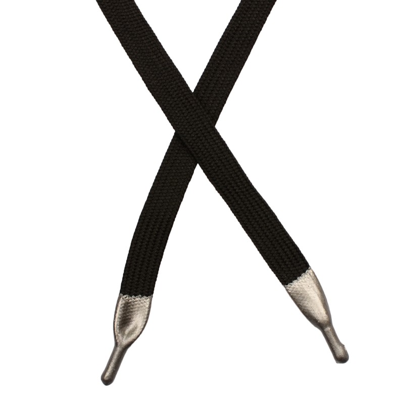 SALE Шнур плоский полиэстер 1*130см с силиконовым наконечником, цв: чёрный