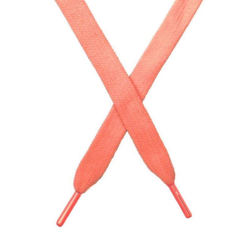 Шнур плоский чулок хлопок 1,2*130-135см с наконечником,цв:оранжево-розовый