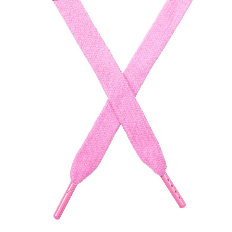 Шнур плоский чулок хлопок 1,2*130-135см с наконечником,цв:розовый