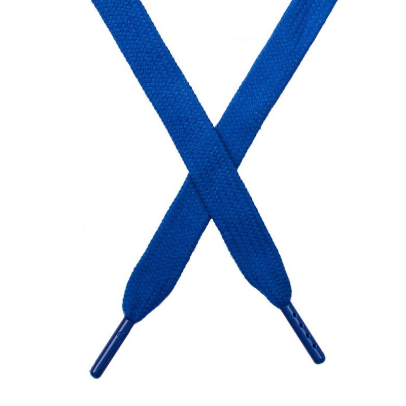 Шнур плоский чулок хлопок 1,2*130-135см с наконечником, цв:ярко-синий