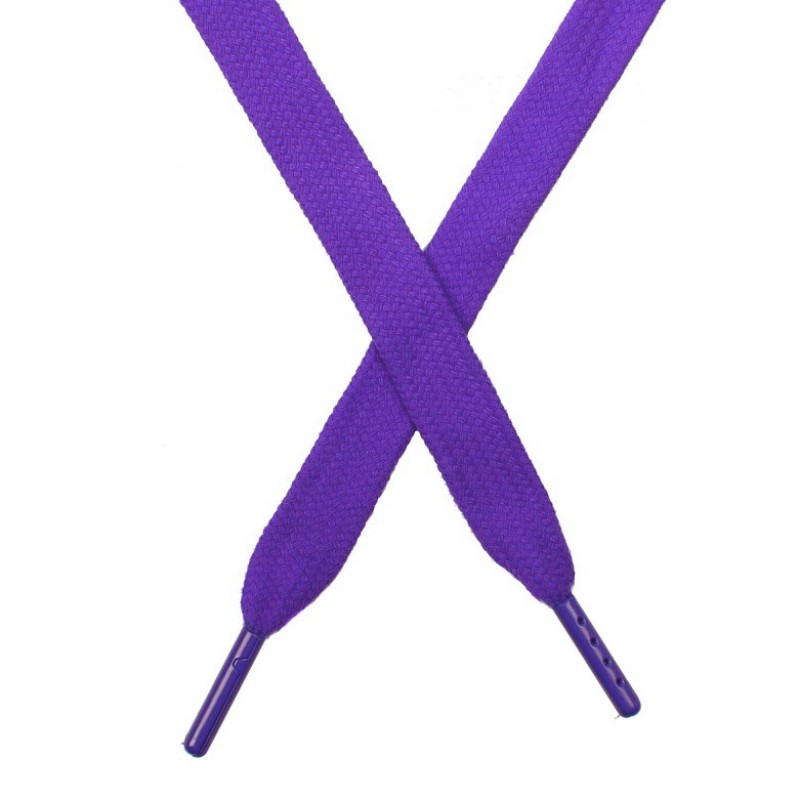 Шнур плоский чулок хлопок 1,2*130-135см с наконечником,цв:фиолетовый
