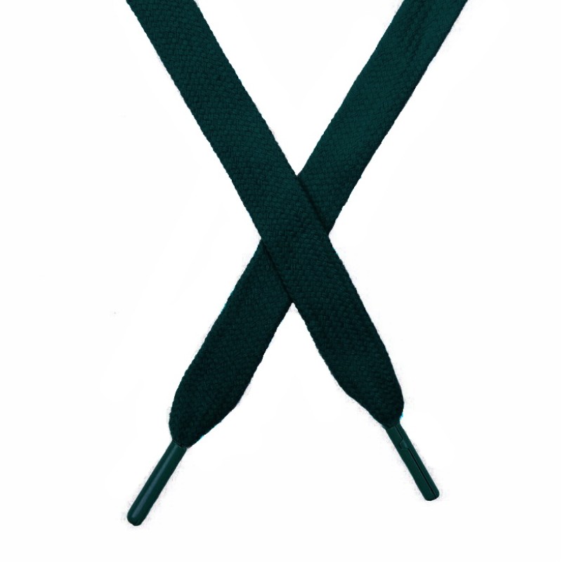 Шнур плоский чулок хлопок 1,2*130-135см с наконечником, цв:т.зеленый