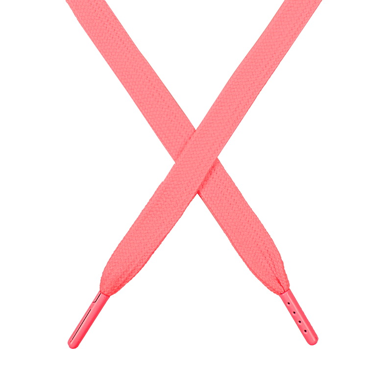 Шнур плоский чулок хлопок 1,2*130-135см с наконечником,цв:св.розовый неон
