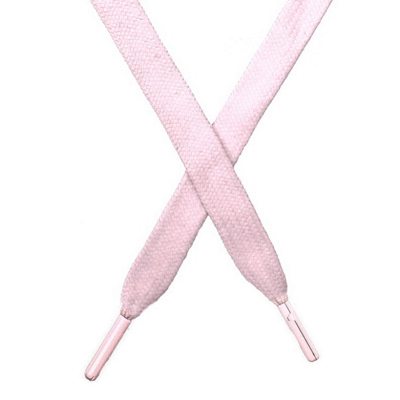 Шнур плоский чулок хлопок 1,2*130-135см с наконечником, цв:детский розовый