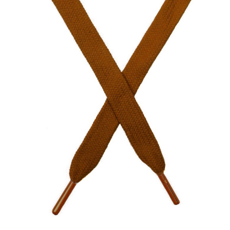 Шнур плоский чулок хлопок 1,2*130-135см с наконечником, цв:коричневая глина