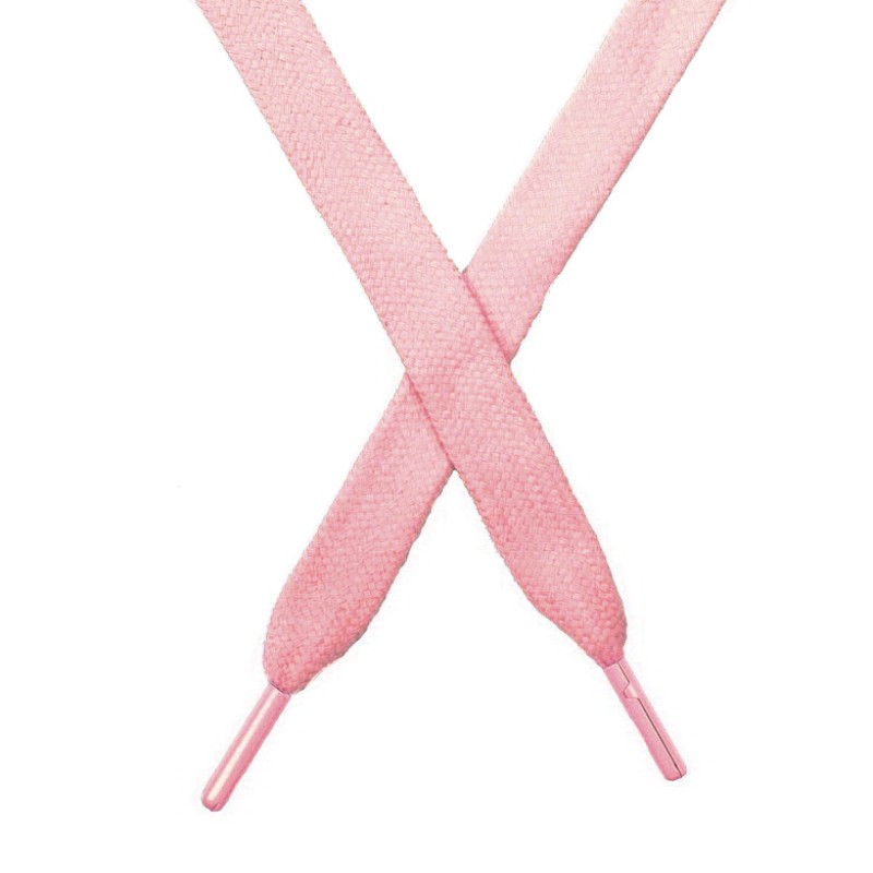 Шнур плоский чулок хлопок 1,2*130-135см с наконечником,цв:нежно-розовый