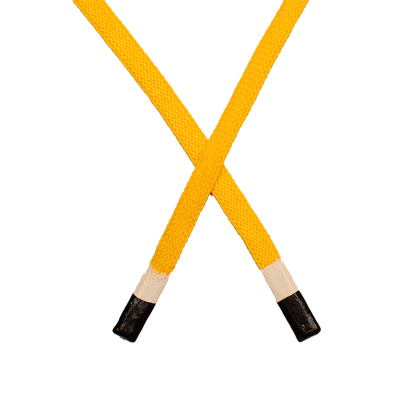 SALE Шнур плоский полиэстер 1*130см с силиконовым наконечником, цв:желтый