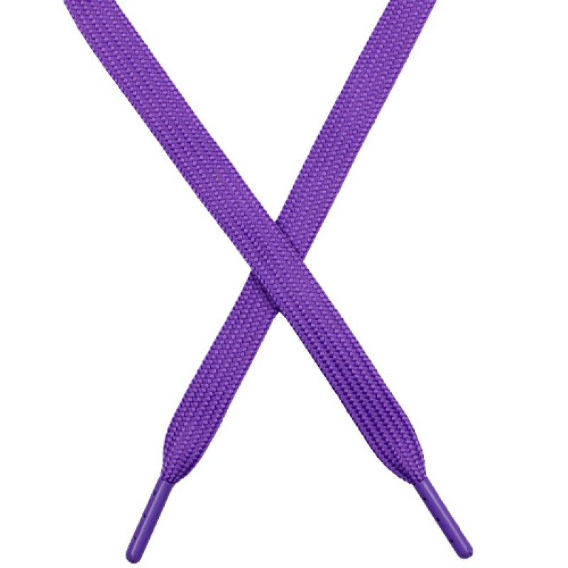 SALE Шнур плоский чулок полиэстер 1*133см с наконечником, цв: фиолетовый
