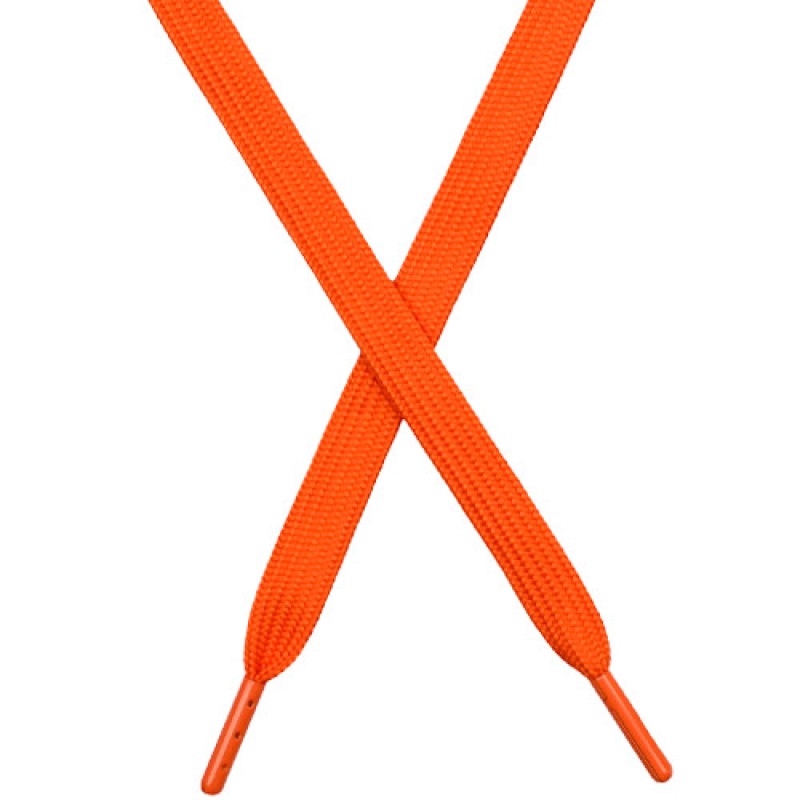 SALE Шнур плоский чулок полиэстер 1*133см с наконечником, цв: оранжевый