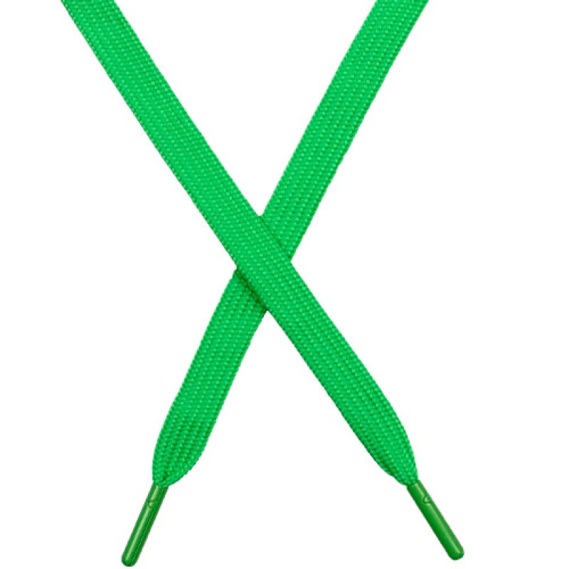 SALE Шнур плоский чулок полиэстер 1*133см с наконечником, цв: зелёный