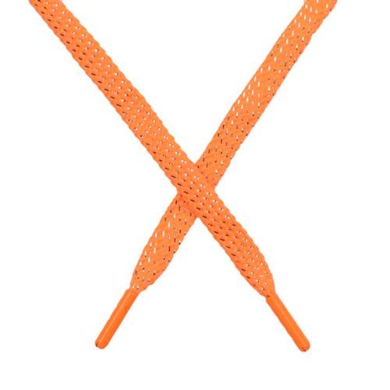 SALE Шнур плоский чулок полиэстер/люрекс  0,8*119см, цв: оранжевый неон