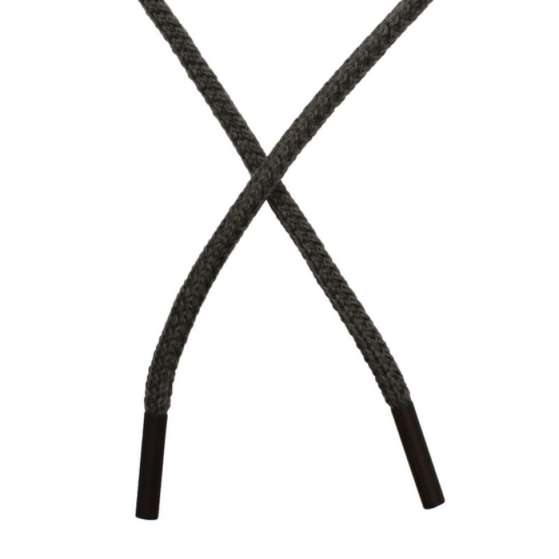 Шнур круглый плетеный хлопок/акрил  0,5*130см с наконечником, цв:т.серый