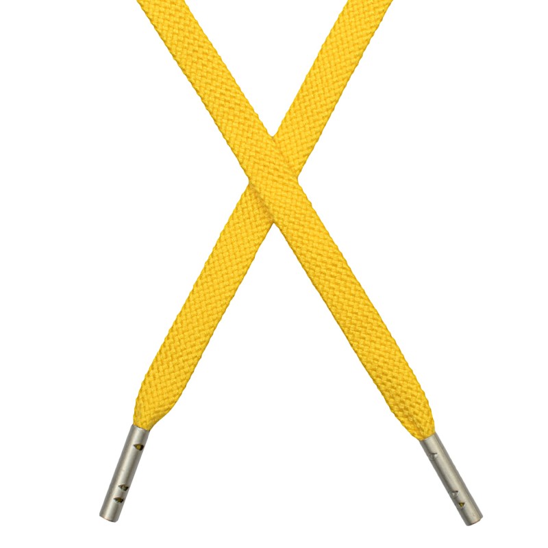 SALE Шнур плоский плетеный поликоттон 0,9*135-140см с наконечником, цв:желтый