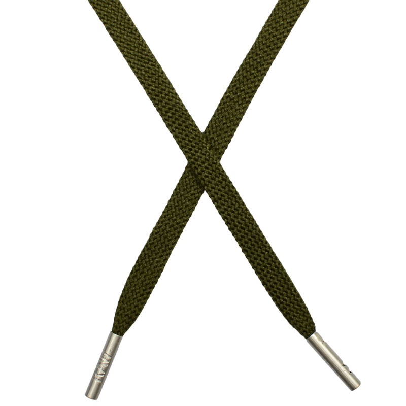 SALE Шнур  плоский плетёный поликоттон  0,9х135см, с наконечником, цв: хаки