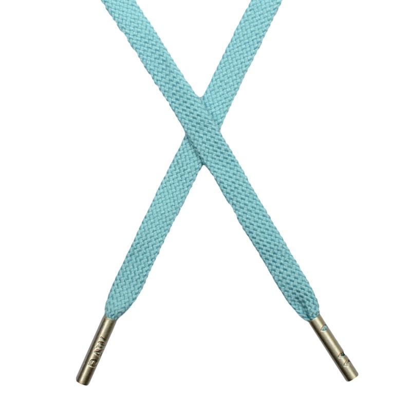SALE Шнур плоский плетёный поликоттон 0,9х135см, с наконечником , цв:циан
