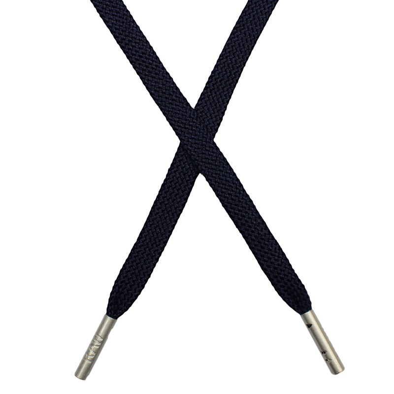 Шнур плоский плетеный поликоттон 0,9*135-140см с наконечником, цв:т.чернильно-синий