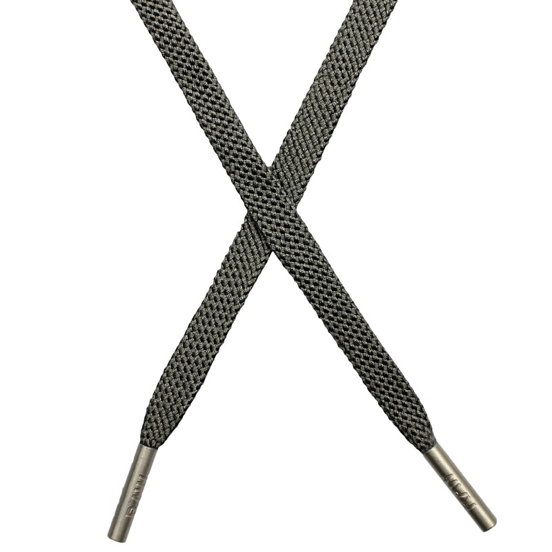 SALE Шнур плоский плетеный поликоттон 0,9*135-140см с наконечником, цв:цементно-серый
