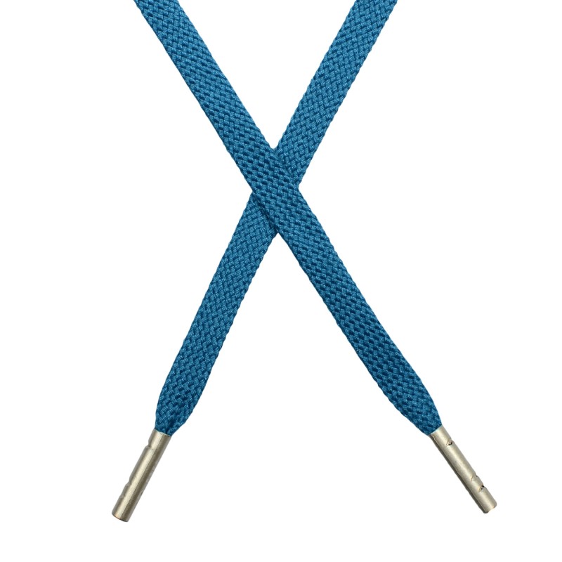 SALE Шнур плоский плетёный поликоттон  0,9х135см, с наконечником , цв:бирюза
