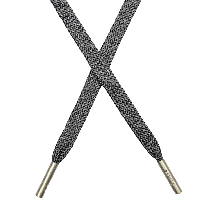 SALE Шнур плоский плетеный поликоттон 0,9*135-140см с наконечником, цв:графит