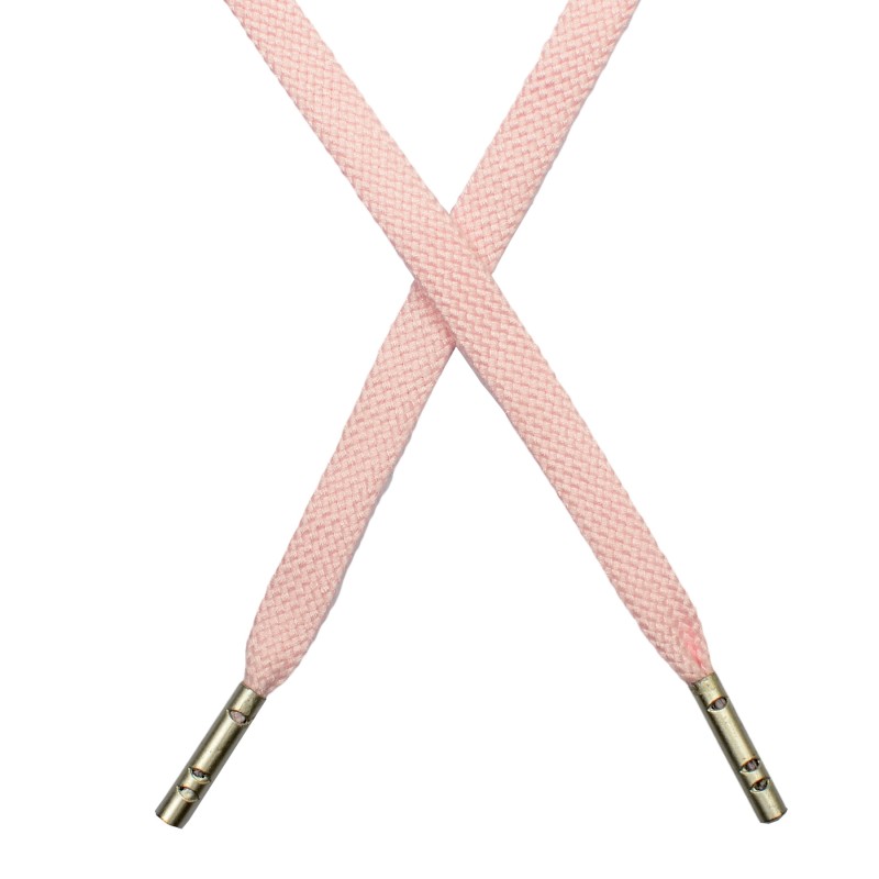 SALE Шнур плоский плетёный поликоттон  0,9х135см, с наконечником , цв:детский розовый