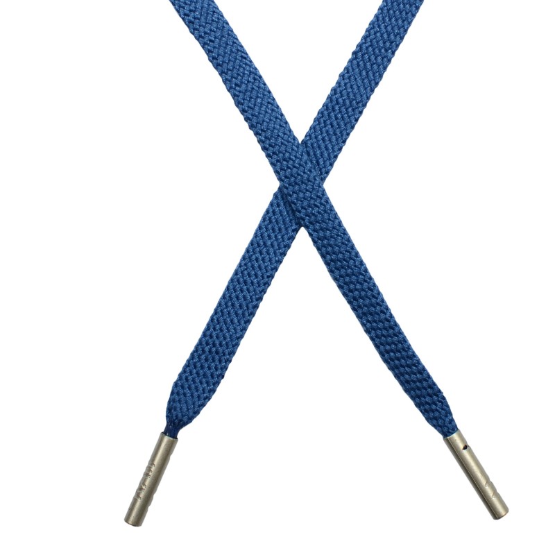 SALE Шнур плоский плетёный поликоттон  0,9х135см, с наконечником , цв:т.бирюза
