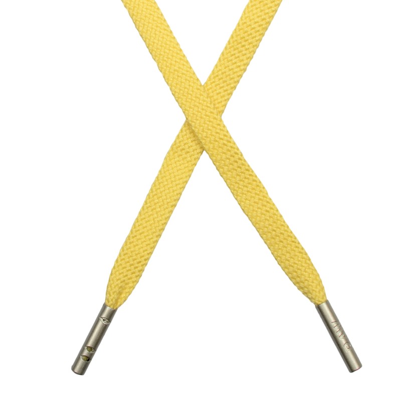SALE Шнур плоский плетёный поликоттон  0,9х135см, с наконечником , цв:кукурузный