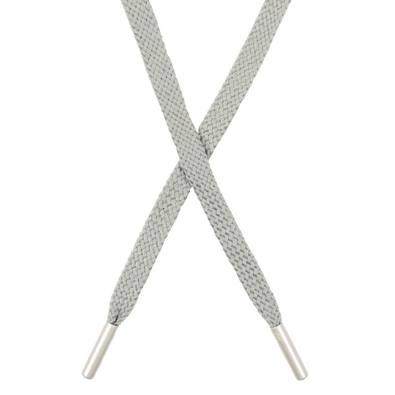 SALE Шнур плоский плетеный поликоттон 0,9*135-140см с наконечником, цв:св.серый